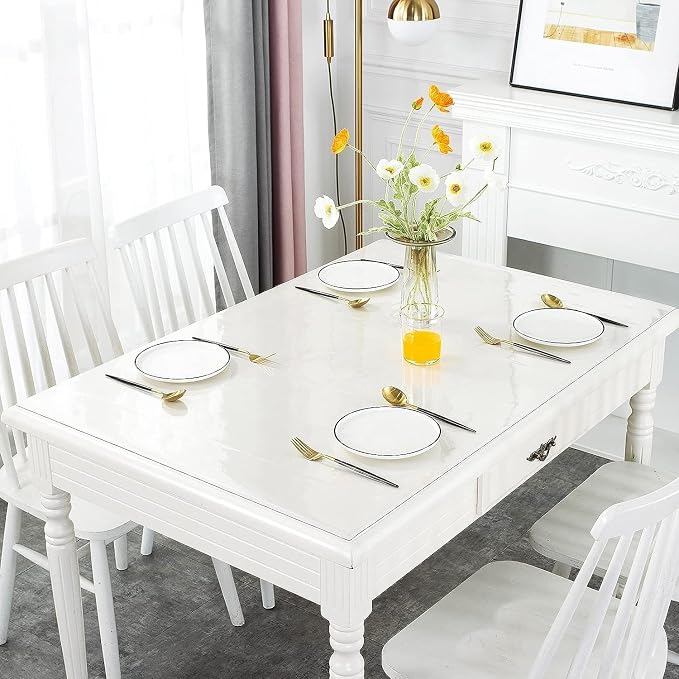Deep Dream 1.5mm Clear Desk Cover Protector, 42×91 Inch Clear Table Cover, Desk Mat, Tablecloth Protector Rectangle, Table Protector for Dining Room Table