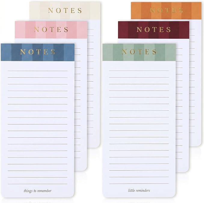 ZICOTO Beautiful Magnetic Notepads for Fridge - Set Of 6 To Do List Pads | Modern Note Pads with Lined Pages to Easily Write Notes and Make Grocery/shopping Lists - Strong Magnets for Refrigerator