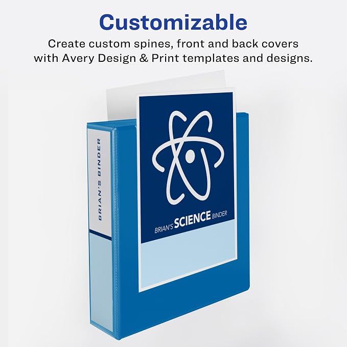 Avery Heavy-Duty View Binder, 1.5" Slant Rings, 1 Light Blue Binder | For Heavy School, Home and Office Use, DuraHinge Tear-Resistant Spine, DuraEdge Split-Resistant Sides, Linen-Texture Finish