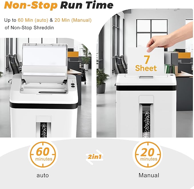 150-Sheet Paper Shredder Heavy Duty, Micro Cut and CDs/Cards, P5 Ultra Security, 60 Min Non Stop Shredder for Home Office, 5.3 Gallon Bin with Wheels, <60 dB (OL289)