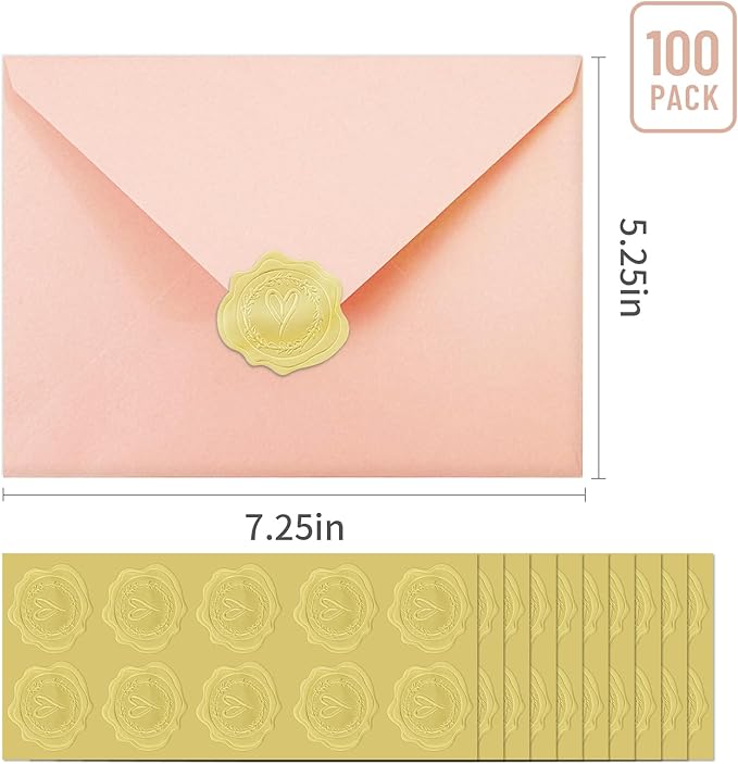 50 PCS Pink Colorful A7 Envelopes with Stickers, 5x7 Envelopes for Greeting Cards, Great for Invitations, Wedding Invitation, Birthday, Baby Shower, Graduation
