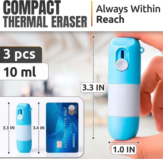 3 Pcs Water-Based Thermal Paper Eraser Pen with Mini Box Cutter Knife - Thermal Label Eraser, Liquid Redacting Marker for Covering Thermal Print on Receipts, Shipping Labels & Bills Privacy Protection