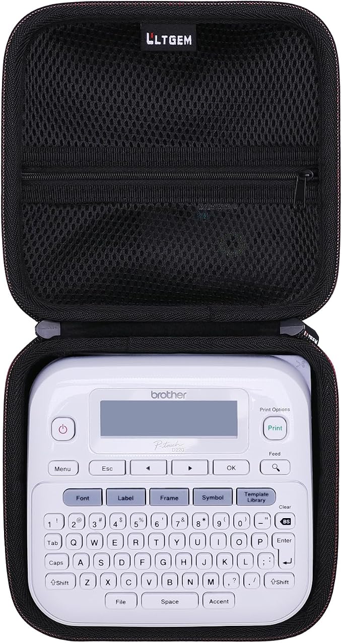 LTGEM Label Maker Case for Brother P-Touch PTD220/PTD210 | Hard EVA Shell, Water-Resistant, Shock Protection, Scratch-Resistant Interior, Portable Travel Storage Case Only