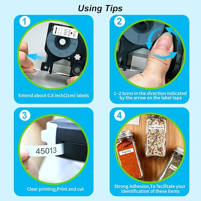 6-Pack Compatible with Dymo Label Maker Refills D1 45013 Black on White | 1/2 Inch x23 Feet Replacement for DYMO D1 Label Tape A45013 S0720530 for Dymo LabelManager 160 280 210D 420P 360D PnP 260P