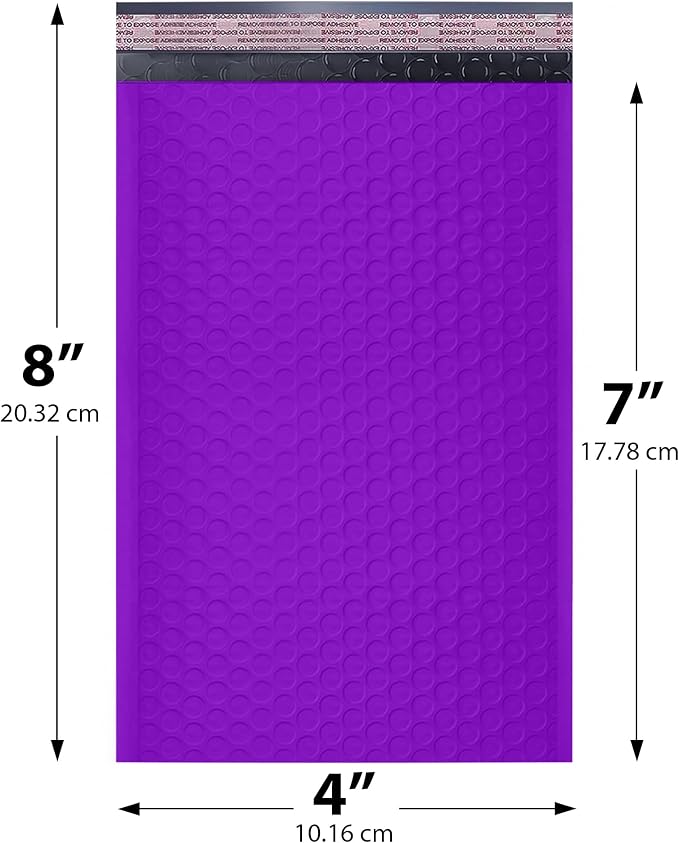 Purple Bubble Mailers 4x8, Self Seal Poly Padded Envelopes #000, 1000 Pack | Fits Trading & Sports Cards, No Tape Needed, Cushioned Protection, Water-Resistant Poly, Bulk Pack for Small Business