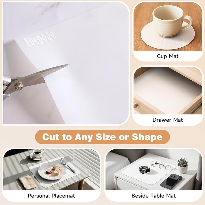 49.2" x 15.7" Large Silicone Mat for Kitchen Counter Protector, Cuttable | Silicon Countertop Protector Mat Heat Resistant Mats for Countertop, Cut to Fit Placemat Ship Roll by Foepoge, Translucent
