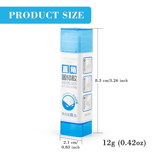 Smilo Square Glue Sticks 12g (0.42oz), Flat Tip No-Roll Washable, 8 Pack | Acid-Free, Dries Clear, Wrinkle-Free; Safe for Classroom, Posters, Scrapbooking, Office, DIY Crafts