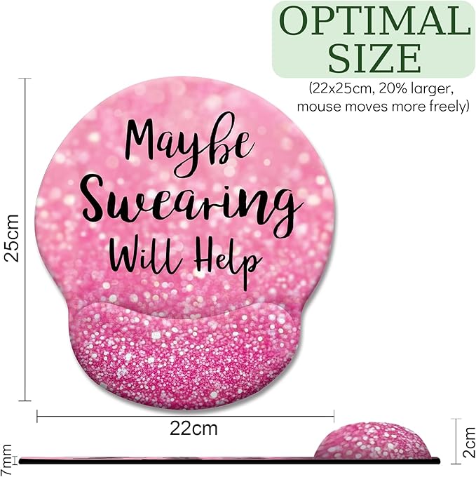Cute Pink Ergonomic Mouse Pad with Wrist Rest, Gaming Mousepad Wrist Support with Non-Slip Pain Relief PU Base, Funny Computer Mouse Pads for Desk Work, Cute Office Desk Accessories Decor