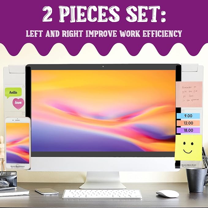 MDOZQ Office Desk Accessories 2pcs Sticky Note Holder Phone Holder | Computer Monitor Memo Board Computer Sticky Note Holder