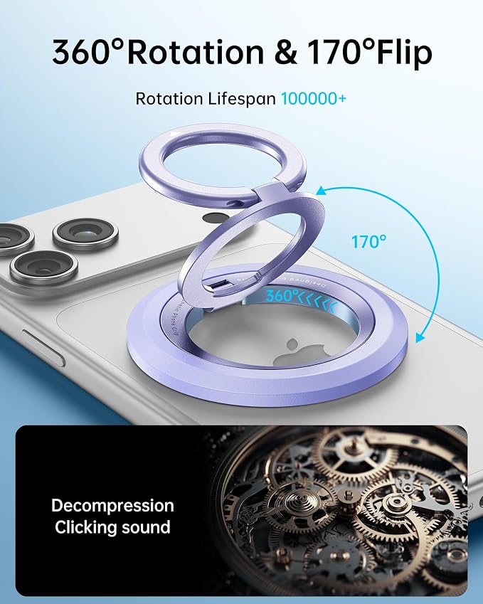 SYNCWIRE Magnetic Phone Ring Holder, for MagSafe Phone Grip Stand Kickstand | 360° Rotation, Double-Sided Magnet, Cell Phone Grip Finger Holder, for iPhone 17 16 15 14 13 12 Pro Max, MagSafe Accessories