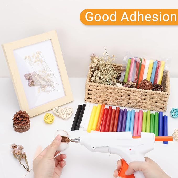 Manarty Colored Hot Glue Sticks Full Size, 48 PCS 0.43" Dia x 4" Long Hot Melt Glue Sticks, 12 Colorful EVA Adhesive Purpose Glue Stick Standard for DIY Art Craft Stamp Repairs Gluing Projects