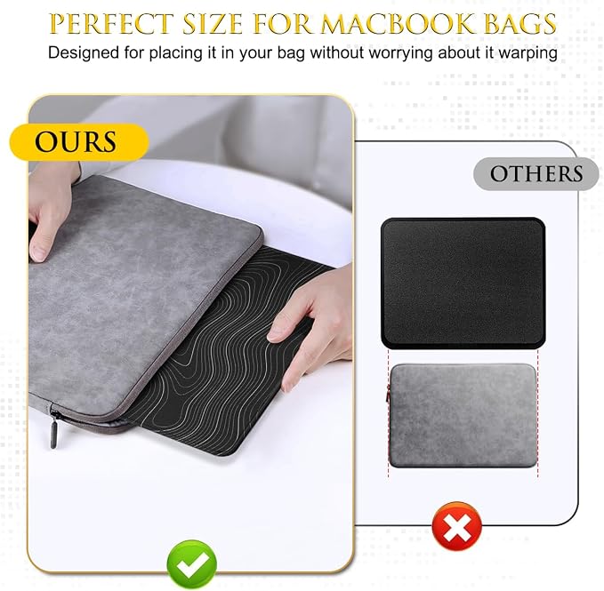 JIKIOU 3 Pack Mouse Pad with Stitched Edge,Portable Size-10.2x8.3in Contour | Anti-Fray, Comfortable Smooth Lycra Surface, Non-Slip Rubber Base, Machine Washable Fade-resistant, Compatible with All Mice