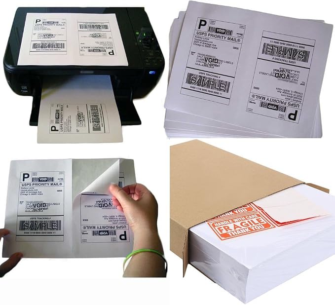 MFLABEL Half Sheet Label Laser/Ink Jet USPS UPS FedEx Shipping Label 8.5 x 11 Inches Packaging Labels, Address Labels for Laser & Inkjet Printers, 15000 Count(7500 Sheets)