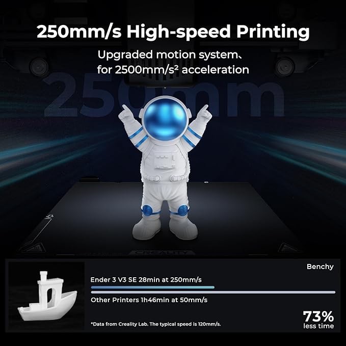 Creality Ender 3 V3 SE 3D Printer, 250mm/s Faster Print Speed CR Touch Auto Leveling Sprite Direct Extruder Dual Z-Axis Auto Filament Loading Ender 3 Upgrade 3D Printer Print Size 8.66x8.66x9.84 inch