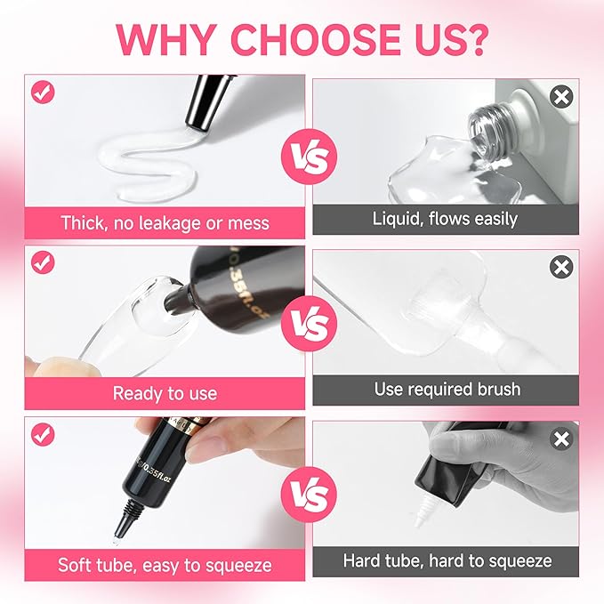 UNA GELLA Lamp-Free Semi Solid Nail Glue for Press Ons: 10ml and Soak Off Gel Nail Glue Remover for False Acrylic Nails 12ml, Super Strong G lue Quick Removal Kit