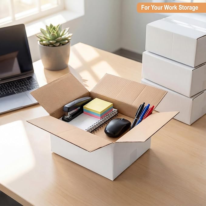 45 Pack 10x7x5" White Cardboard Shipping Boxes, Medium Mailing Boxes For Small Business for Packing, Moving and Storage