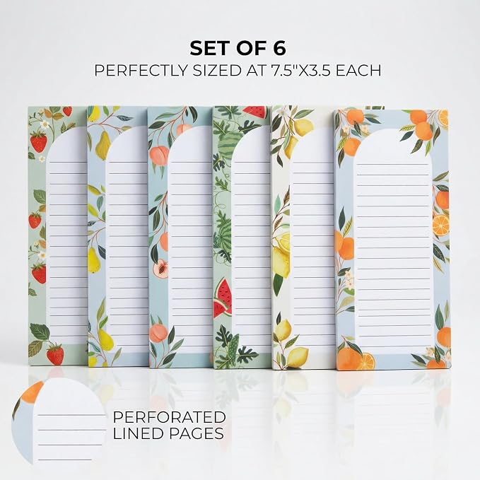 ZICOTO Beautiful Magnetic Notepads for Fridge - Set Of 6 To Do List Pads | Modern Note Pads with Lined Pages to Easily Write Notes and Make Grocery/shopping Lists - Strong Magnets for Refrigerator