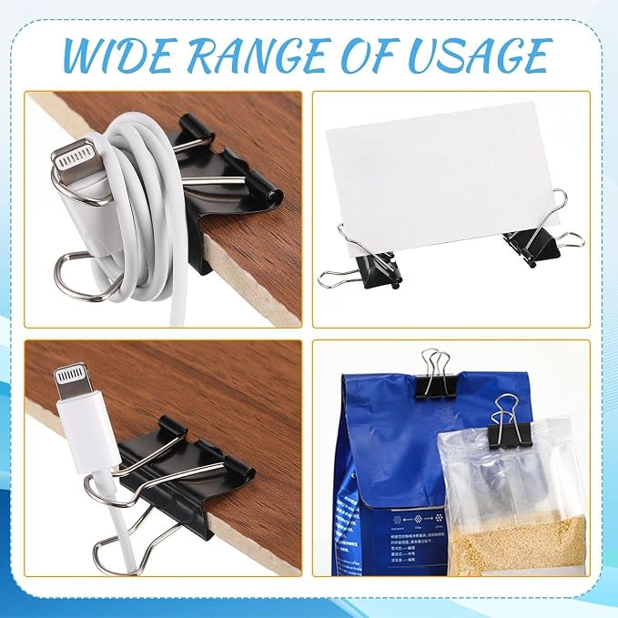 Jetec 500 Pcs Black 1.25 Inch Binder Clip Paper Clamp Metal Paper Clip | for Teachers Students Classroom Business Office and School Office Supplies