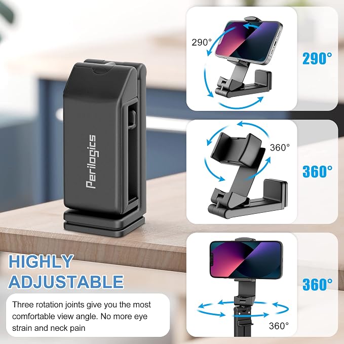 Perilogics Airplane Phone Holder Mount Universal in Flight Hands Free Viewing with Multi-Directional Dual 360 Degree Rotation (Black/Black) | Universal in Flight Phone Stand, Hands Free, Dual 360° Rotatio, Must Haves Airplane Travel Accessory, 2‑Pack, ...