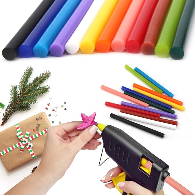 Gartful 120PCS Colored Mini Hot Glue Sticks - 0.28x3.9" Hot Melt Glue Sticks, Multipurpose for Art & Craft Project, Home Decoration, General Repair, Bonding, Sealing, 12 Colors