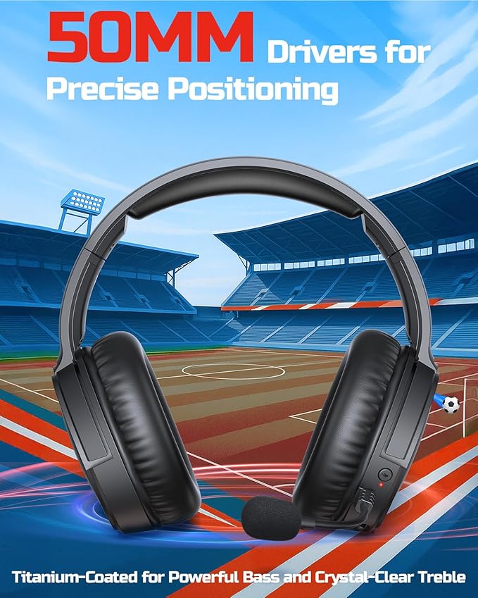 BINNUNE Wireless Gaming Headset for Xbox Series X|S & Xbox One, Low Latency Wireless + Bluetooth, Flip-to-Mute Noise Cancelling Mic, 50mm Drivers, 40H Battery, Over-Ear Headphones
