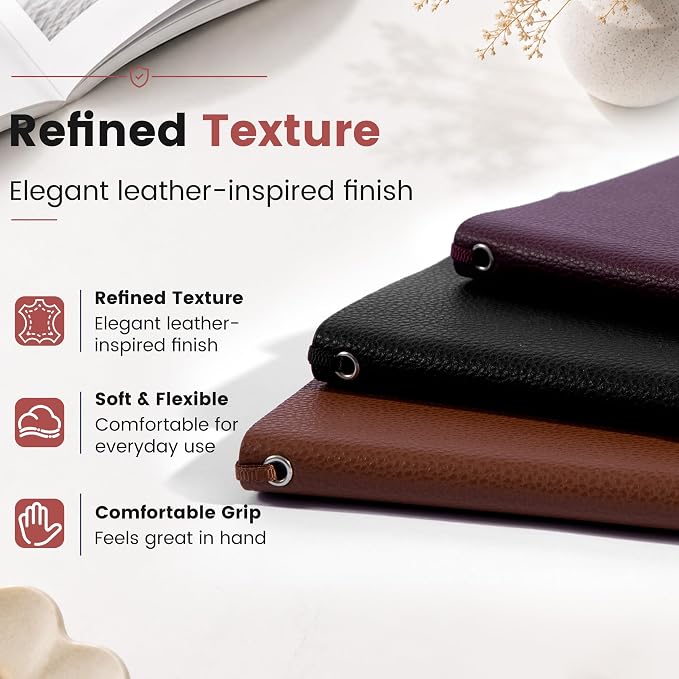 CAGIE Lined Journal Notebooks 3 Pack, 176 Pages Each, A5 Softcover, College Ruled, 100 GSM Thick Paper, for Work, Writing, School (Brown, Black, Burgundy) (5.7'' x 8.3'')