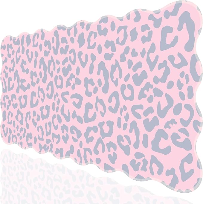 L-SPOUTTO Pink Leopard Mouse Pad,Scalloped Desk Mat XXL Large Cheetah Gaming Mousepad,35.4x15.7in Non-Slip Rubber Base Keyboard Pad Waterproof Desktop Mat for Laptop Computer Game Home Office