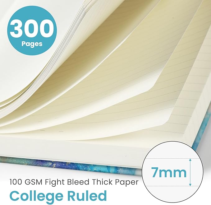 Taja Lined Spiral Notebook Journal for Work, 300 Pages Thick B5 (7.1"x10") College Ruled Journal for Women & Writing, Hardcover Notebook for Note Taking, Perfect for Office Home School, Color Splash