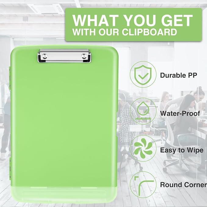 Sooez Clipboard with Storage, Clip Board 8.5 x 11 with Pen Holder, Plastic Organization Case Box for Letter Legal A4 Size Paper, Low Profile Clip, Nurses Teachers Must Haves, School & Office Supplies