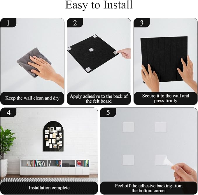 Large Arched Felt Bulletin Board, 35''x24''-6 Pack Cork Board with 30 Pushpins & 48 Residue-Free Adhesive Tabs, Decorative Photo Picture Board for Home Office School Wall