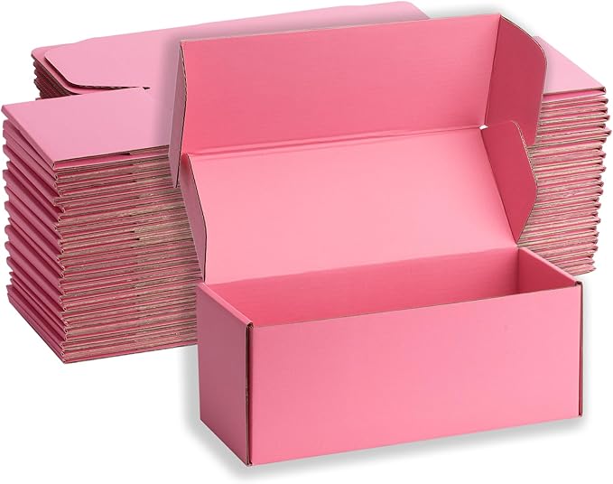 Small Shipping Boxes 10x4x4 Inches – Pink Corrugated Cardboard Boxes (20-Pack) for Mailing, Packing, Small Business & Gift Packaging - Recyclable & Sturdy
