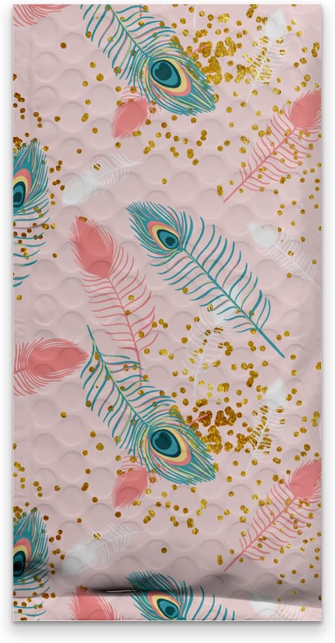 4x8 (20pcs) Pink Peacock Designer Self Seal Poly Bubble Mailers Shipping Envelopes Padded Bags