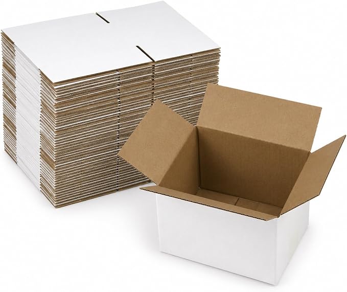6x4x4 Inches Shipping Boxes Set of 40, White Corrugated Cardboard Box Literature Mailer for Packing Small Business