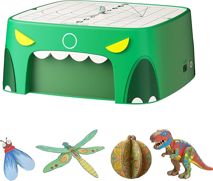 Dinosaur Kids Cardboard Cutter for Ages 3+, Safe Bladeless Power Tool for Cardboard Crafts, DIY STEM & STEAM Educational Construction Kit, Creative Upcycling Gift Toy for Boys & Girls