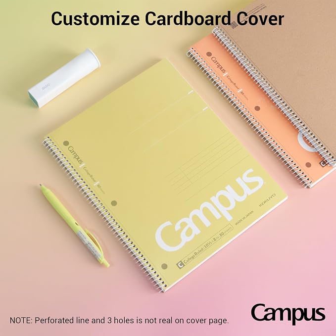 KOKUYO Spiral Notebooks, 3 Pack 10-1/2" x 8" Lined Notebook College Ruled | Campus Subject Notebooks, 80 Sheets, 3 Holes School Japanese Ring Journal for Work Study Note Taking, Yellow Orange Purple