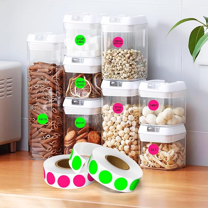 PARLAIM 1/2" Circle Dot Stickers 2 Rolls Pack 2000 Color Coded Labels for Home Commerce Business, Fluorescent Green + Fluorescent Pink