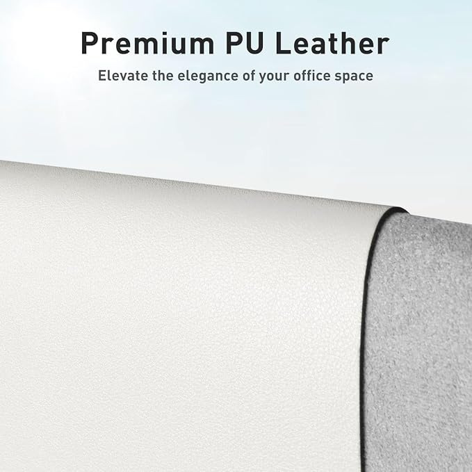 Aothia Faux Leather Desk Mat - Non-Slip PU Leather Desk Blotter, Waterproof Writing Surface, Large Desk Pad for Office & Home (Off-White, 55" x 24")