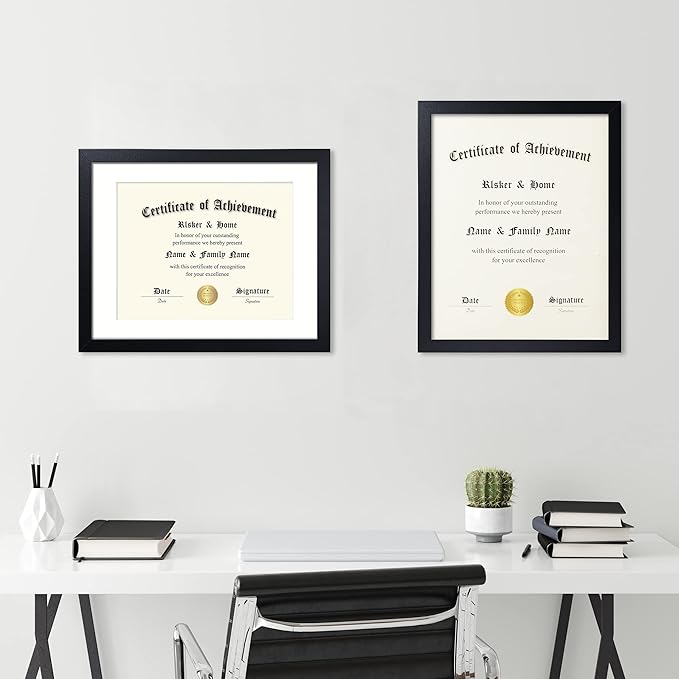ELSKER&HOME 11x14 Diploma Frame 6 Pack, Diploma Frames 8.5x11 with Mat or 11x14 Document Frame without Mat,Multipack College Certificate/Degree Frames for wall,Set of 6