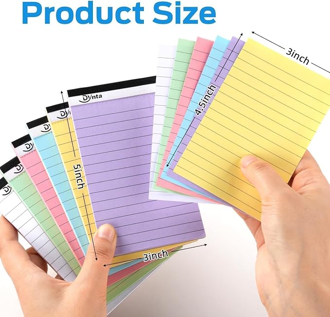 Dynta 36pcs Mini Note Pads 3x5 Pocket Notebook for Writing | Office Supplies, Multicolor, 80GSM Heavyweight Paper, 45 Sheets Per Notepad, Perforated