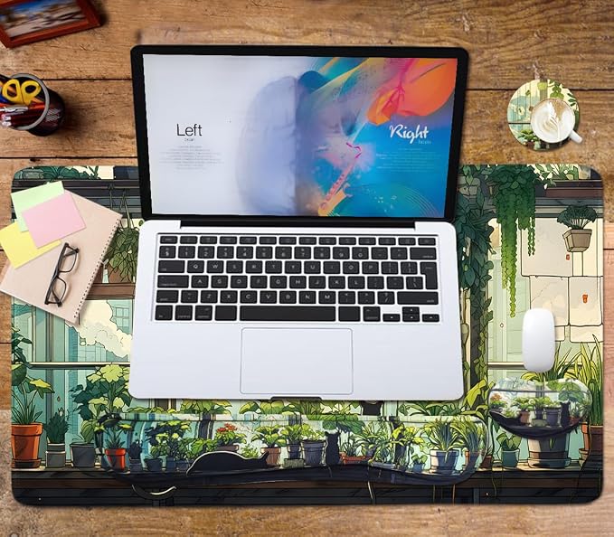 Kawaii Large Mouse Pad, 4 in1 Kawaii Extended Mouse Pad Set Desk Pad Easy Typing for Typing Office Game 35.4 x15.7 in - Cute Cat