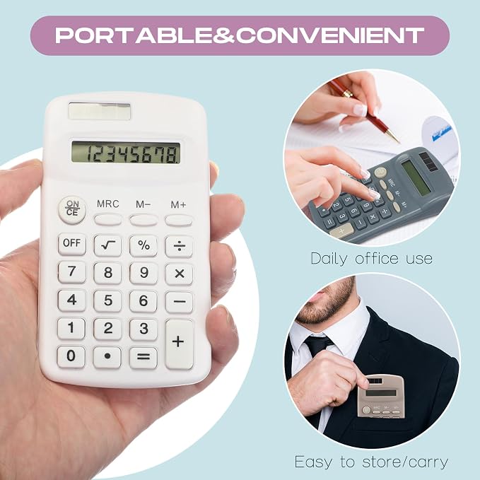 Flutesan 30 Pack Pocket Calculator,Multicolor | Mini 4 Function Calculators, for Students Kids, Small Battery Powered Bulk, Basic Handheld, for School Classroom Home Office