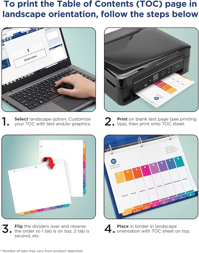 Avery Jan-Dec Dividers for 3 Ring Binders, 12 Tabs per Set, Customizable Table of Contents, Multicolor Tabs, Great for Organizing Reports, Projects, and More (24 Sets of 11127)