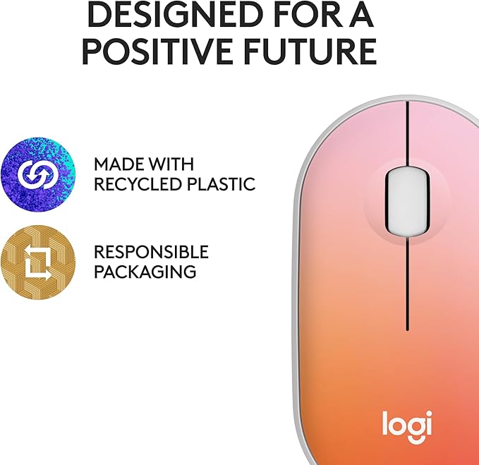 Logitech M340 Wireless Mouse with Limited Edition Prints, USB Receiver and Silent Clicks, Portable Wireless Mouse for Laptop, PC, Windows, Chrome, Surface – Tropical Sunrise