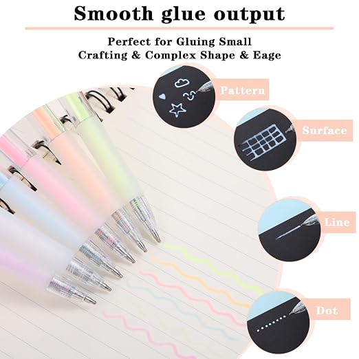 12 Pcs Quick Dry Glue Pens, Glue Refills Ballpoint Roller Stick Pen | Easy Precise Control, Fine Tip, for Artists Crafting, Scrapbooking, Card Making, Foil Calligraphy Supplies