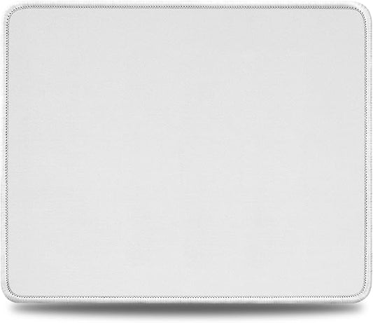 JIKIOU Mouse Pad with Non-Slip Rubber Base, Premium-Textured & Washable Computer Mousepad with Stitched Edges, Mouse Pads for Computers, Laptop, Gaming, Office & Home, 10.2 x 8.3 in Blank White