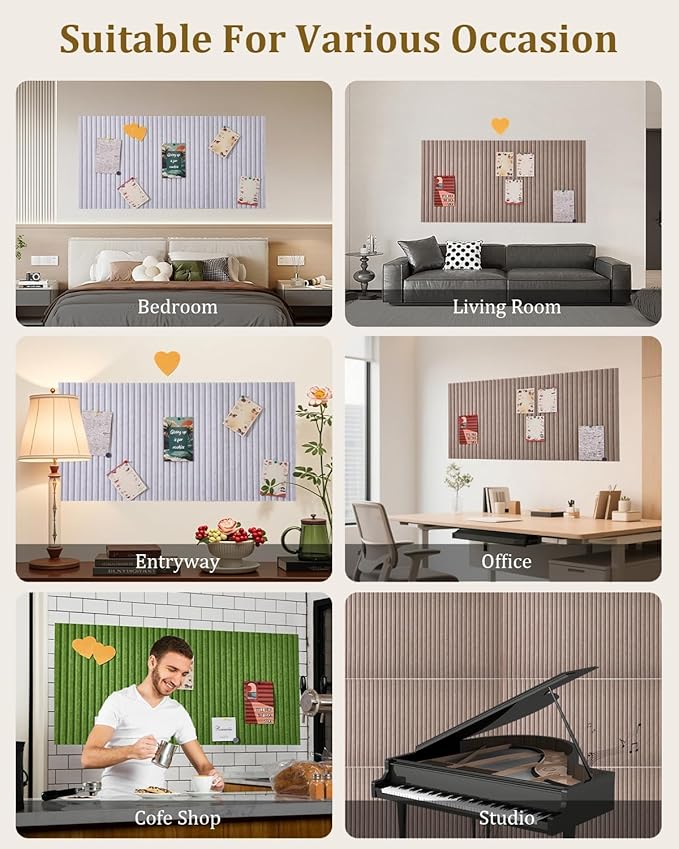 24 * 16 inches Bulletin Board, Decorative Felt Pin Board, 0.35“ Thick Foldable Photo Display Board with Self-Adhesive Tape, Vision Board for School Home Kitchen Office Walls - Black