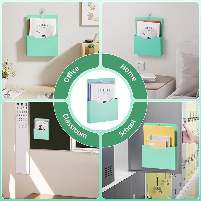 Marbrasse Magnetic File Holder - Magnetic Paper Holder, Pocket Organizer Office Supplies Storage Mail Organizer for Notebooks,Planners,Letter (1 Pack)