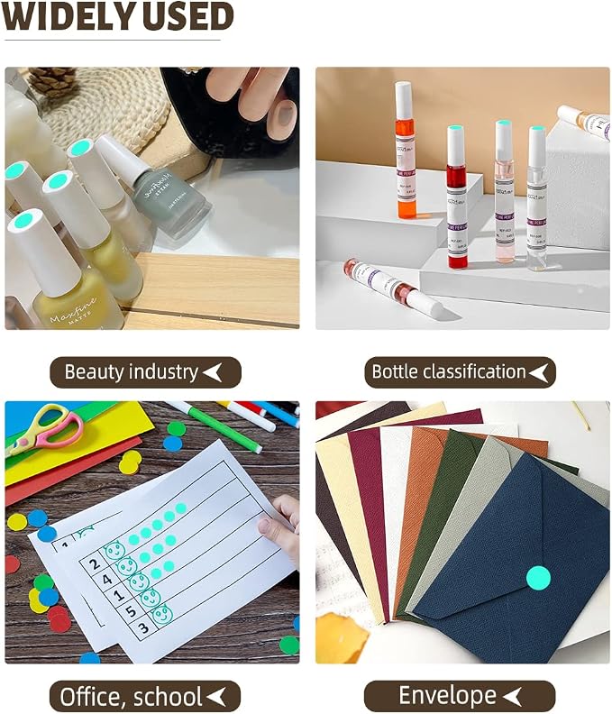 PARLAIM 0.5 Inch Round Permanent Color-Code Dot Stickers,Circle Colorful Coding Label Sticker for Home Office Classroom(Aqua)