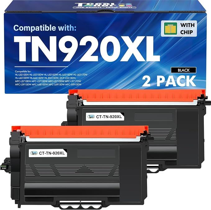 TN920XL Toner for Brother Printer TN920 TN 920XL 920 HL-L6210DW MFC-L5915DW | Compatible for Brother TN920 XL TN-920XL TN-920 TN920XXL MFC-L5710DW HL-L6210DWT HL-L5210DW HL-L5210DN Printer Black 2 Pack