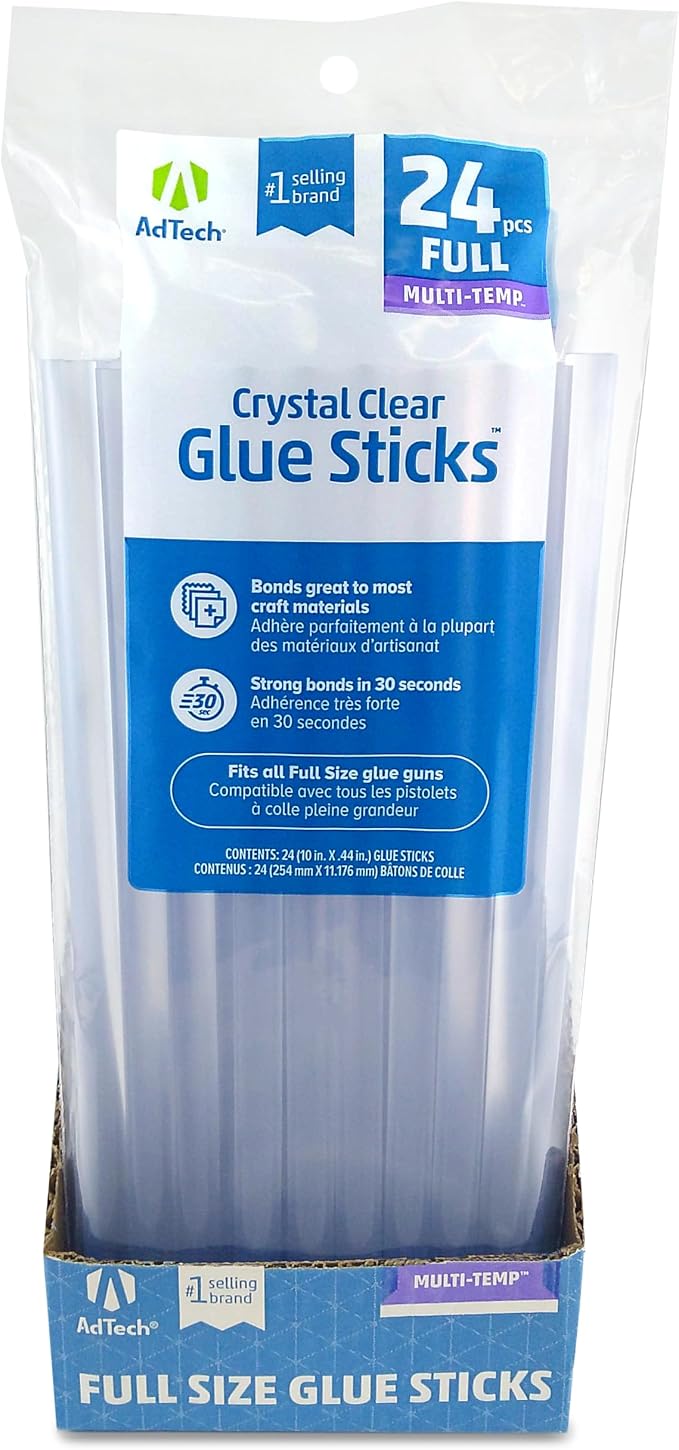 AdTech Hot Glue Sticks 10" Full Size, Clear, 24 Sticks (Pack of 6)